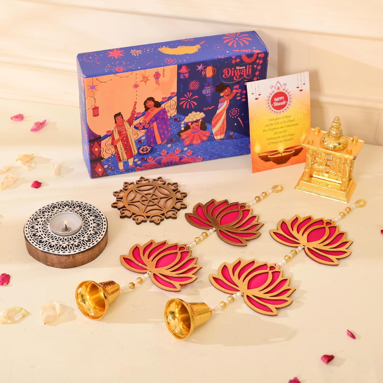 CraftVatika Diwali Gift Hamper Box with Tealight Candle Holder, Diwali Gift
