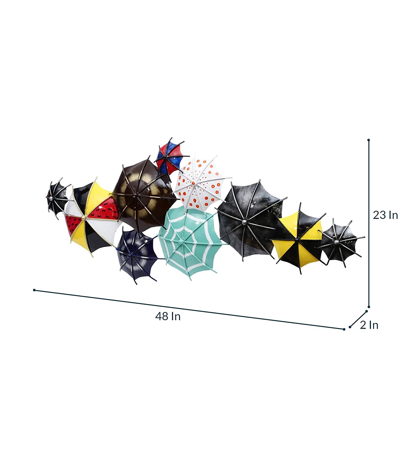 Iron Multicolor 3D Umbrella Wall Hanging Decor Showpiece